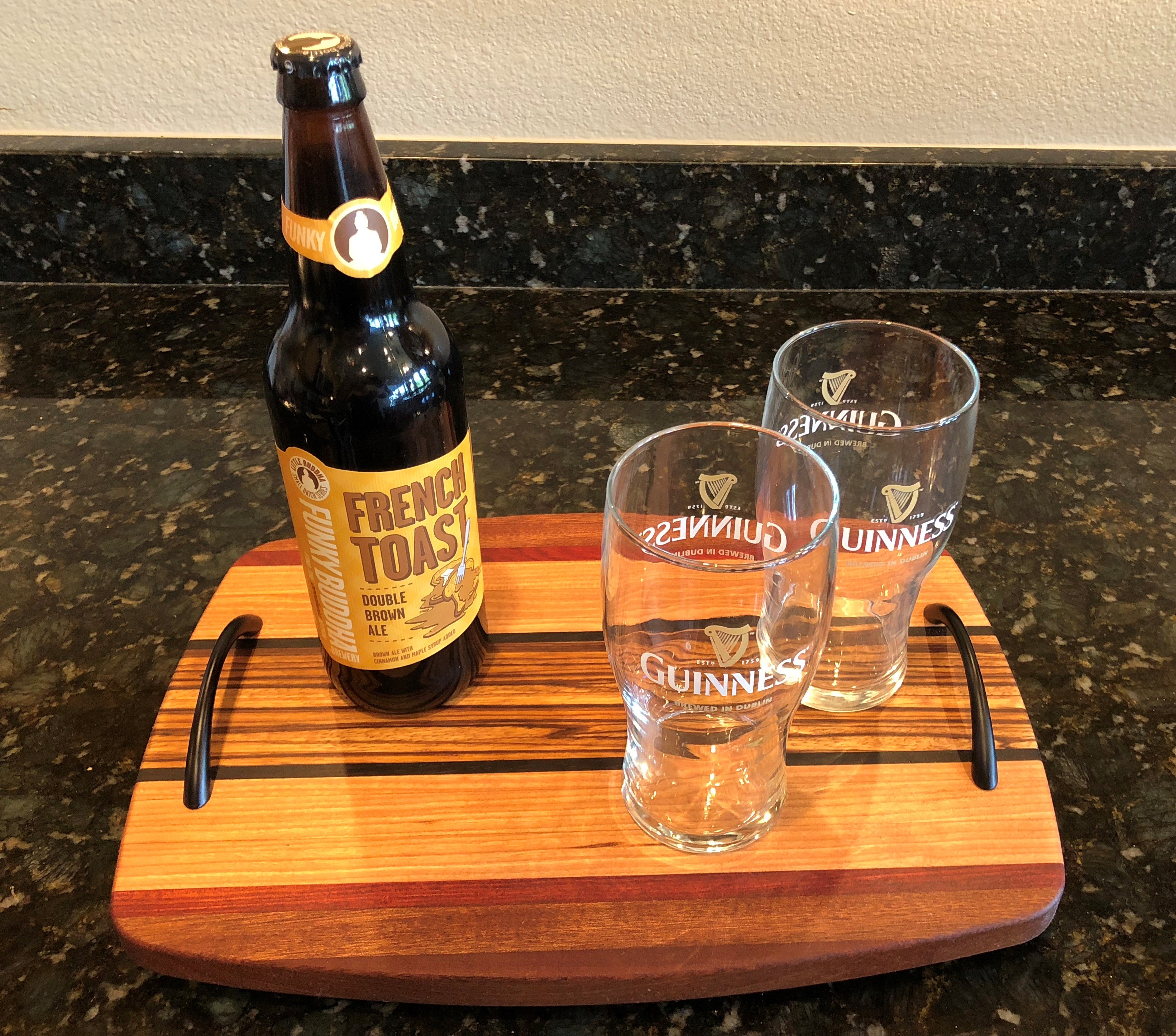 Wood Tray with Glasses